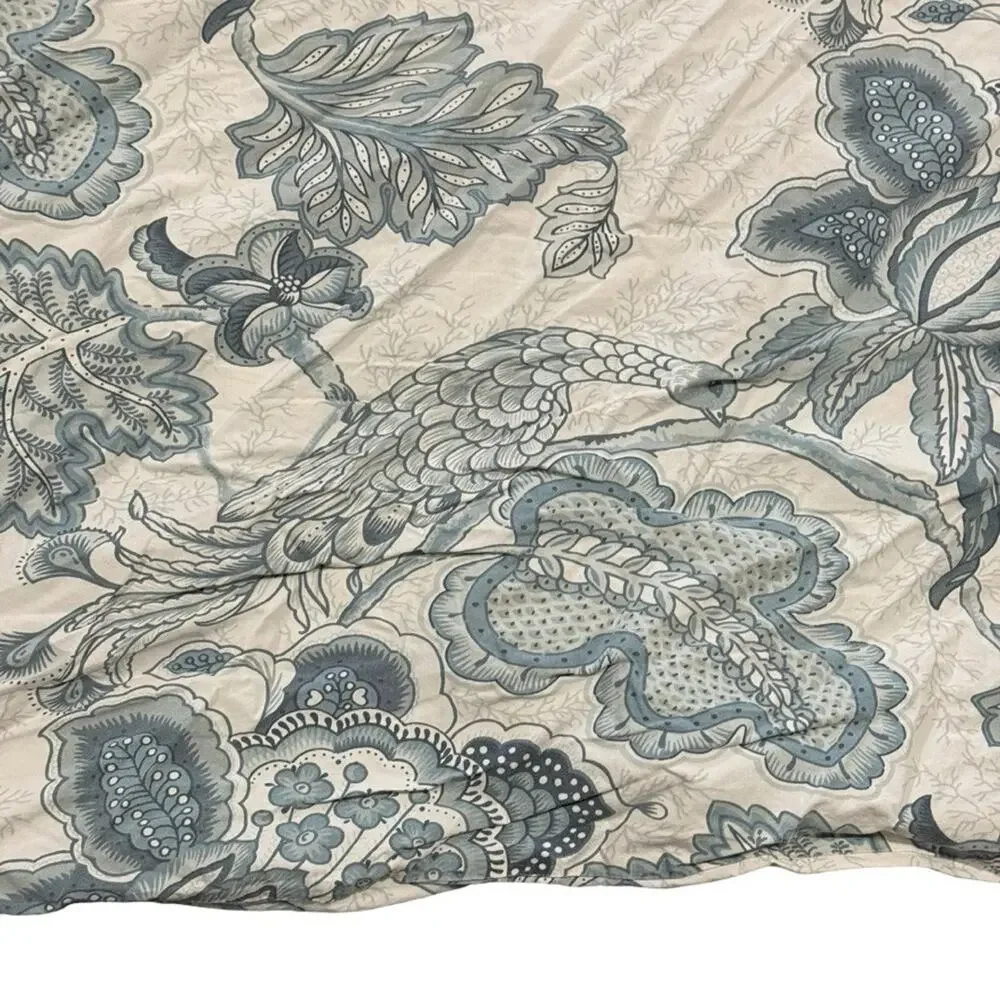 Pottery Barn Paige Palampore Blue White Cotton Duvet Cover King Size Floral